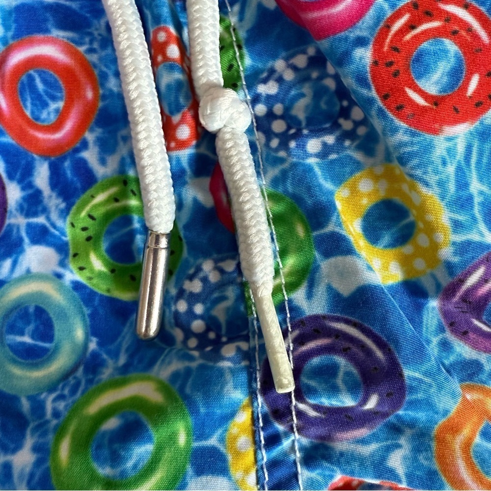 Jared Lang Mens Size Medium Lined Swim Trunks Beach Blue Doughnut Float Vacation - Picture 2 of 5